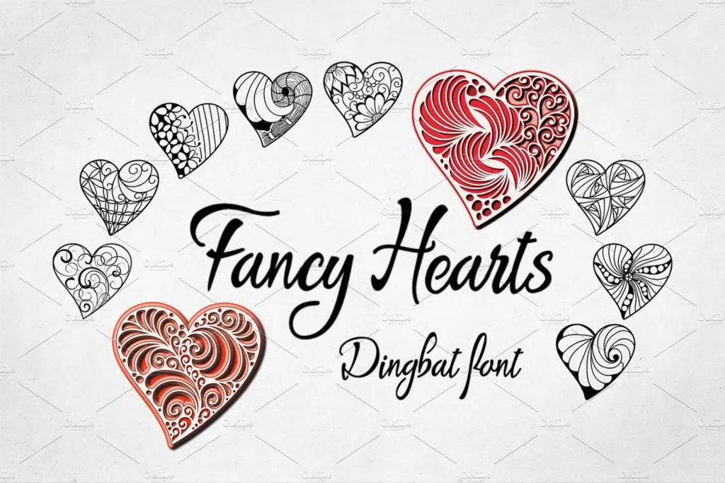 Fancy Hearts Dingbat Font