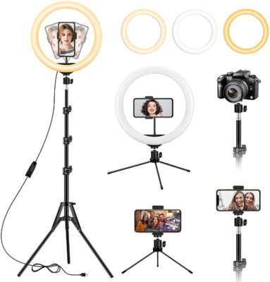 3 Lighting Modes for iPhone Roawon LED Ring Light for Camera Selfie Youtube Video,Makeup Red Live Steam Android 