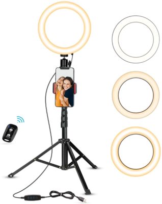 Foxin Video Conference Lighting Ring Light with Stand for Zoom Calls/YouTube Video/Photography Compatible with iPhone Xs Max XR Android