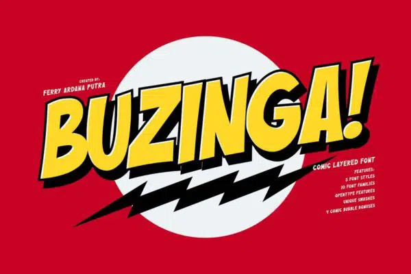 Buzinga! | Comic Layered Font | image credit: