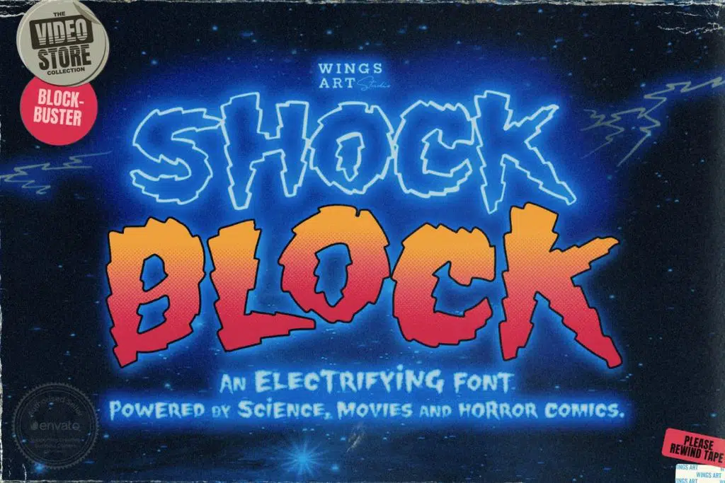 Shock Block- An Electrifying Neon Horror Font