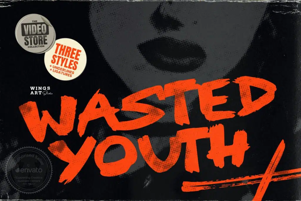 Wasted Youth- A 90s Grunge Inspired Brush Font
