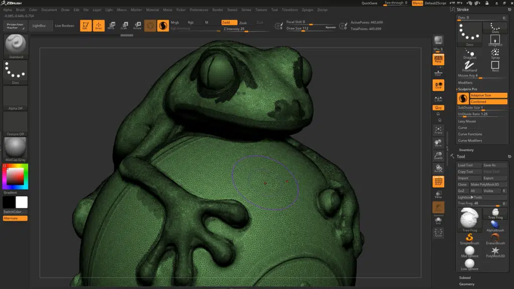 ZBrush Interface - A 3D software great for sculpting