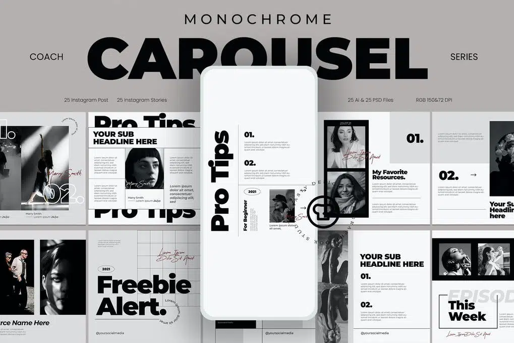 Monochrome Social Media Post Carousel