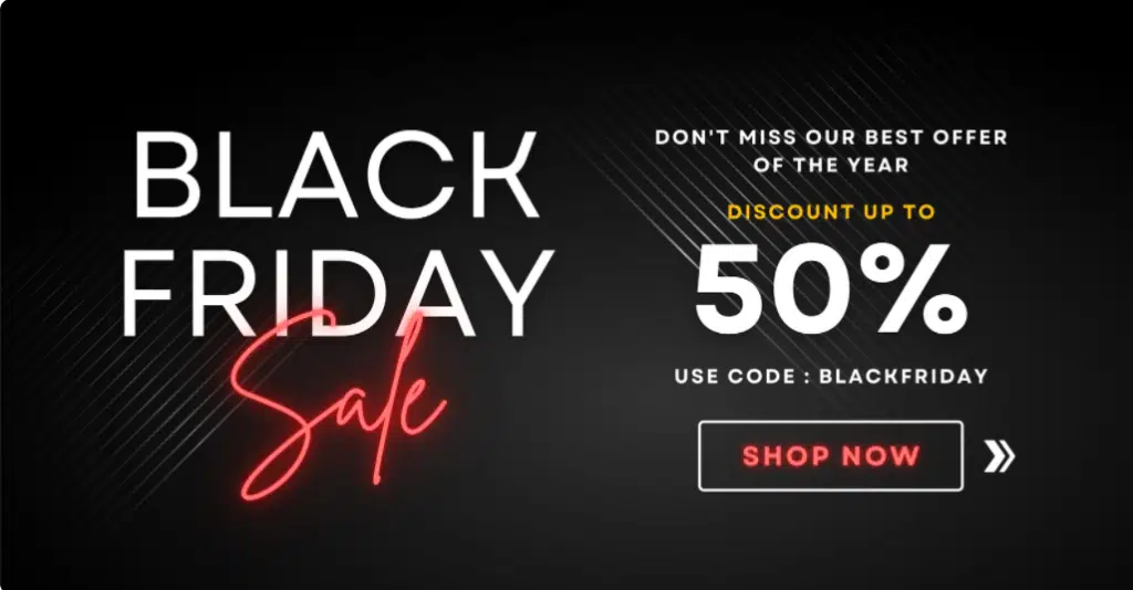 Black White Minimalist Black Friday Sale Promotion Facebook Ad