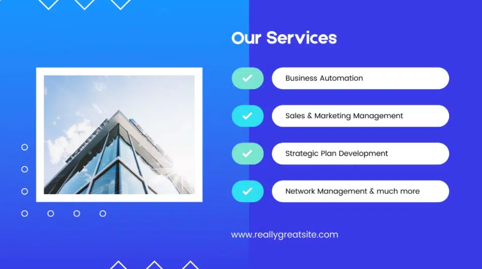 Blue Modern Our Services List Business Facebook Cover