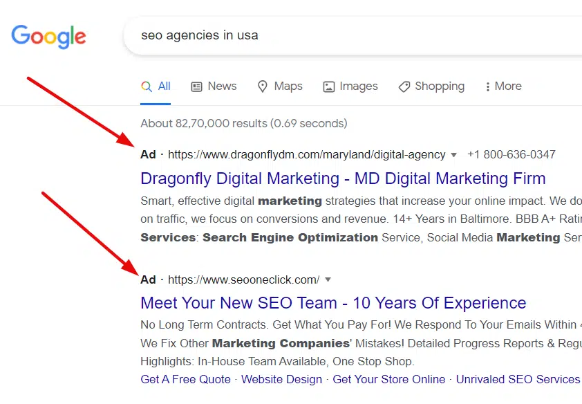 Google Ads examples