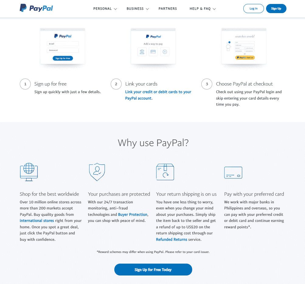 Website branding examples - Trustworthy - PayPal typography