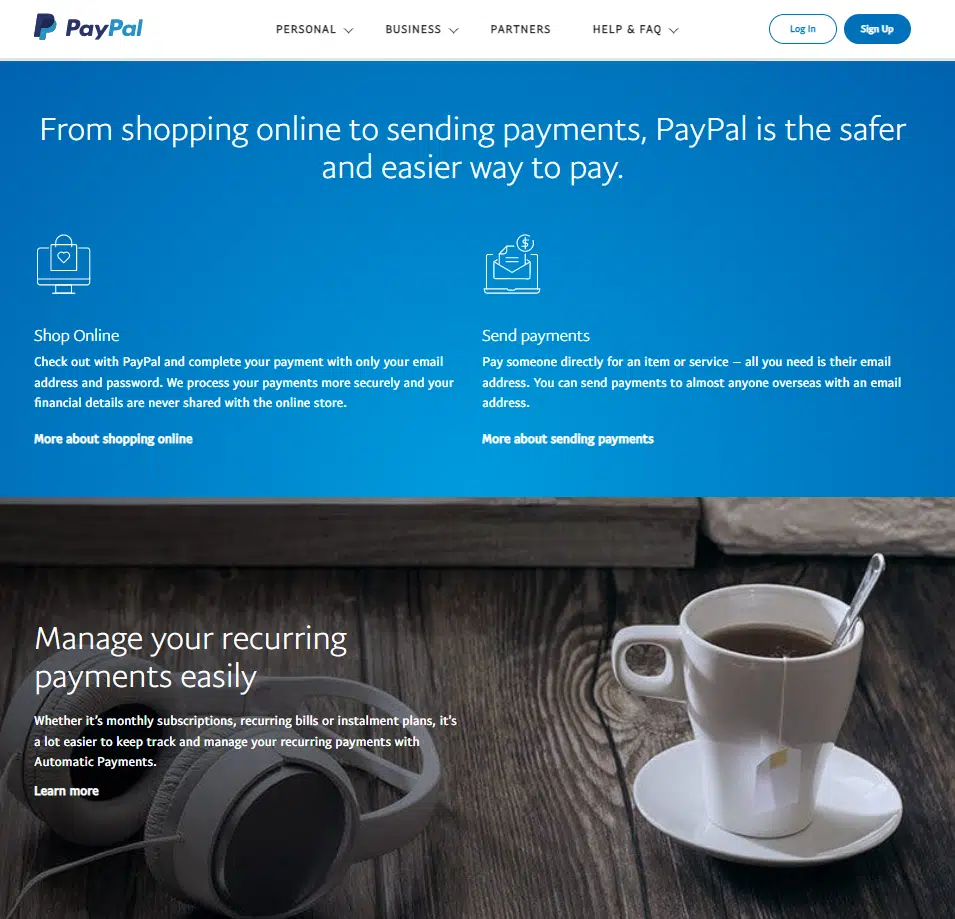 Website branding examples - Trustworthy - PayPal