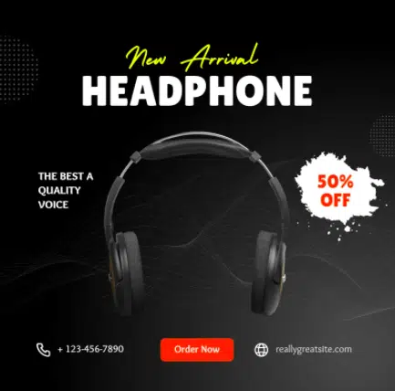 Black Minimalist Headphone Promotion Instagram Post