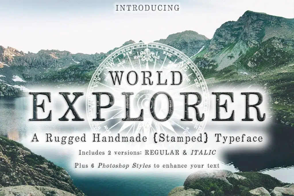 Show More World Explorer Handmade Stamped Font
