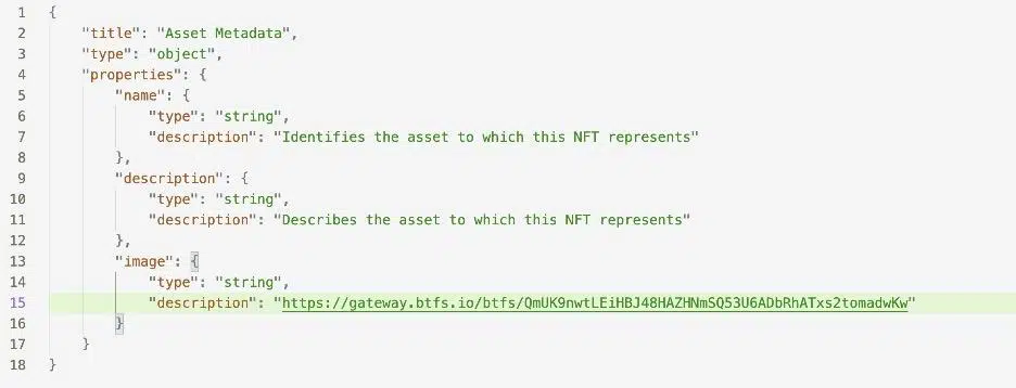 Check out this an example of an NFT metadata