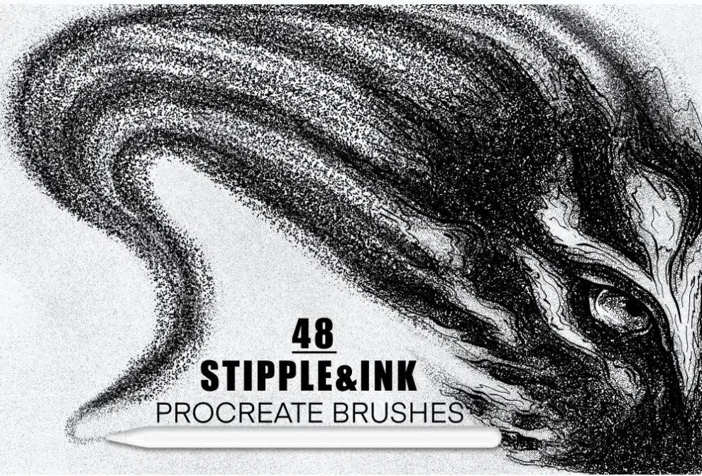 Stipple and Ink Dot brushes for Procreate