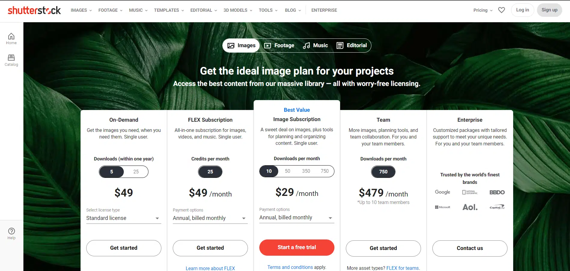 Shutterstock Subscription Plans 