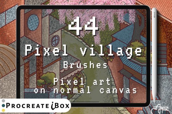 44 Pixel village Procreate brushes