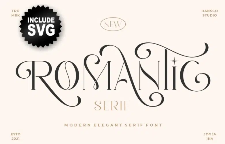 Romantic serif font