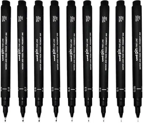Micro Fineliner Drawing Art Pens: 12 Black Fine Line Waterproof Ink Set  Artist Supplies Archival Inking Markers Liner Professional Sketch Outline