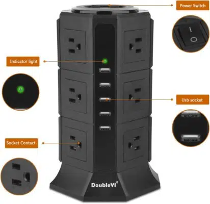 DoubleYI 12-Outlet Power Strip Surge Protector