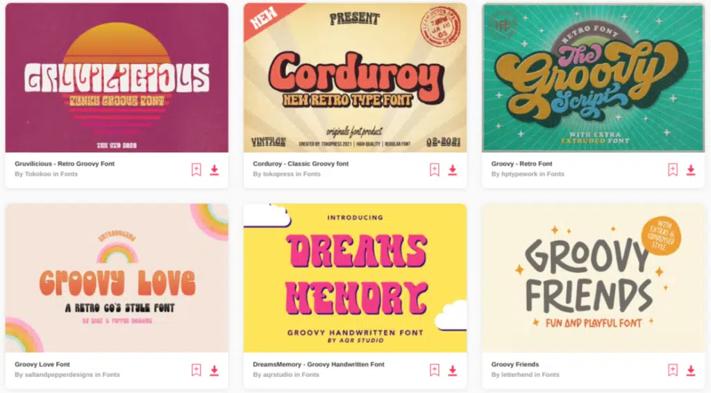 Groovy fonts. Image credit: Envato.