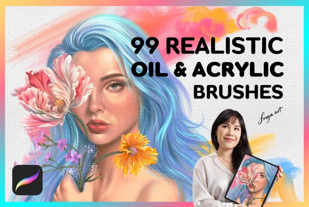 99 Oil & Acrylic Brushes for Procreate