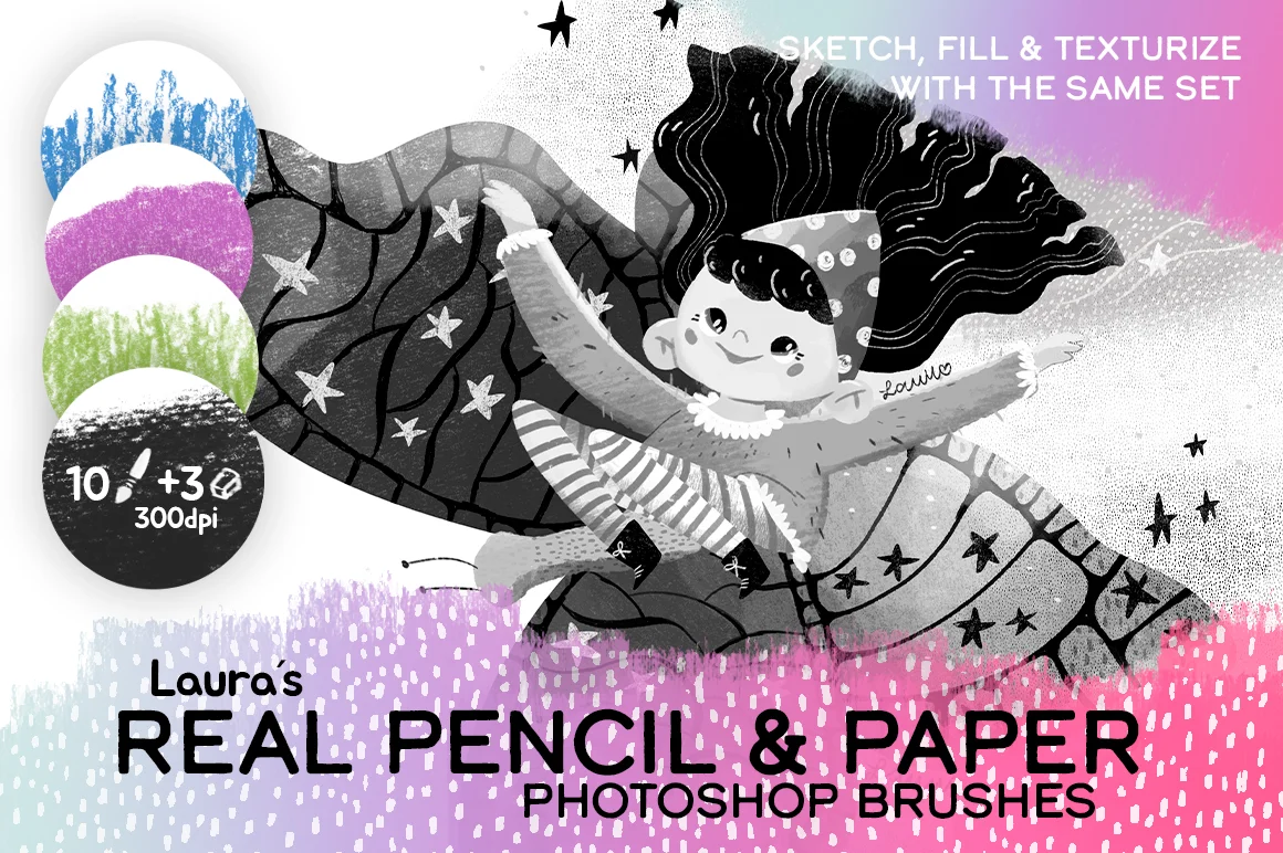 Laura’s Real Pencil And Paper Photoshop Brushes 