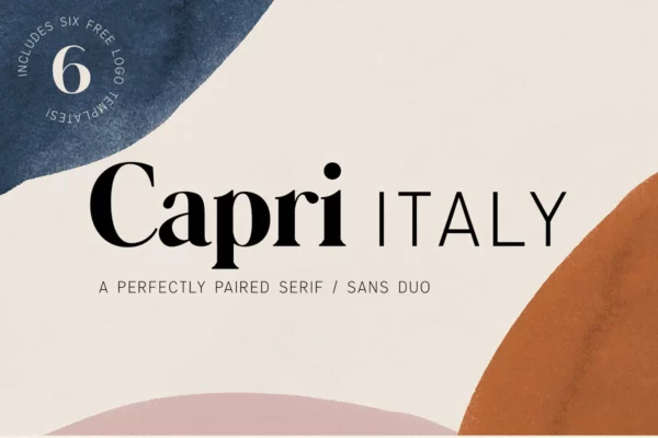 Capri Font Duo w: 6 Free Logos