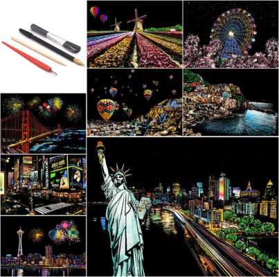 Yoone City Scratch Painting Drawing Paper DIY Art Craft Scratchboard Wall  Decoration 
