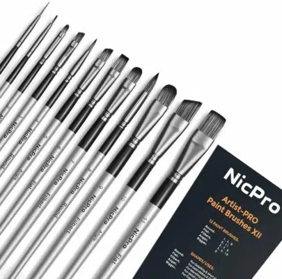 Nicpro 12 Piece Acrylic Paint Brush Set