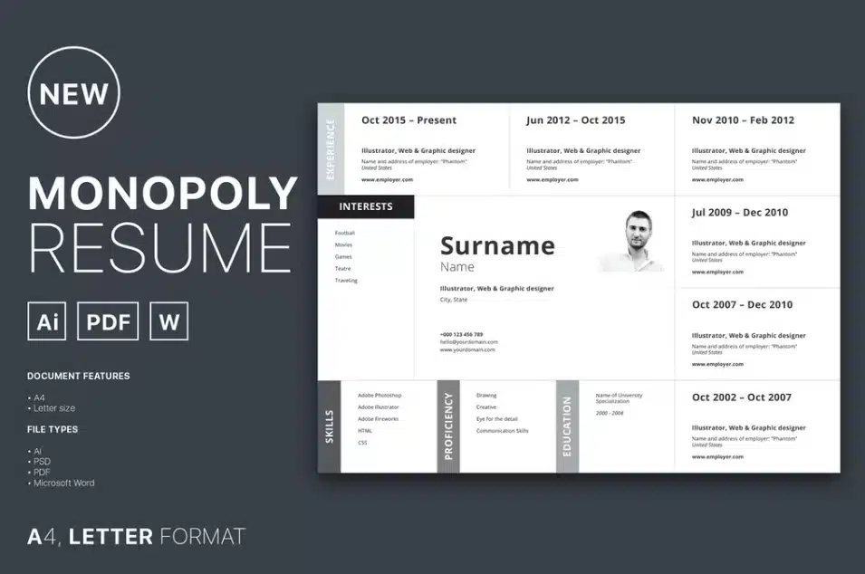 Monopoly Resume Template