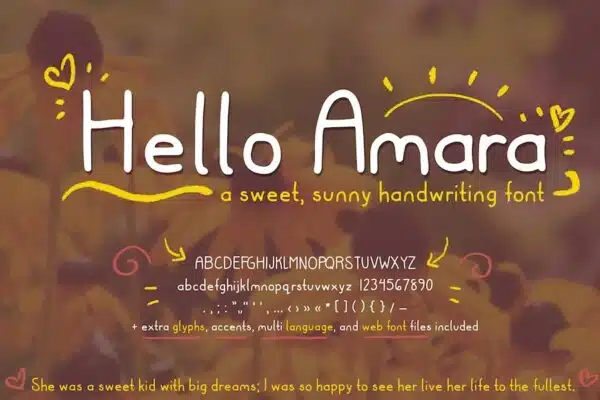 Hello Amara Cute Handwriting Font