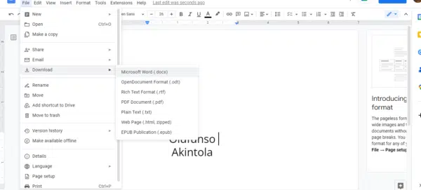 PDF to Word using Google Docs 3