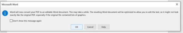 PDF to Word using Microsoft word 2