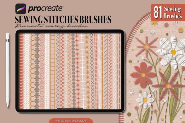 Sewing Stitch Brushes for Procreate