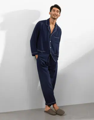 Silk Pajamas Set With Lapel Collar-LILYSILK