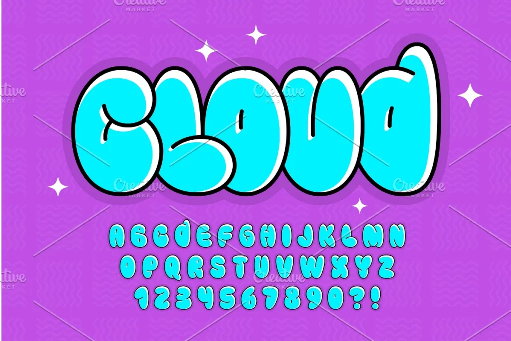 Trendy Bubble comical alphabet