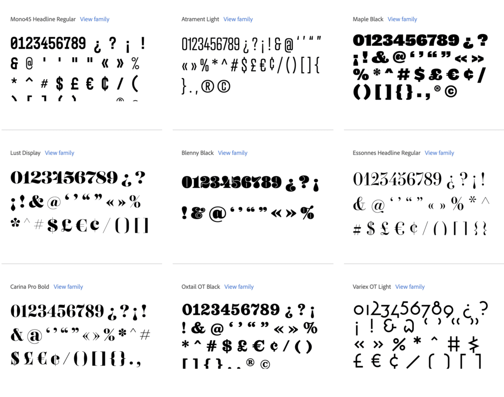 Number Fonts on Adobe