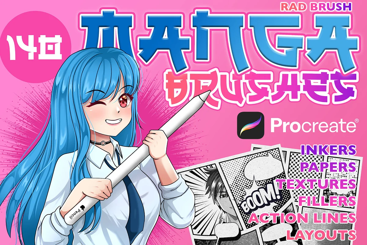 140 Procreate Manga Brushes