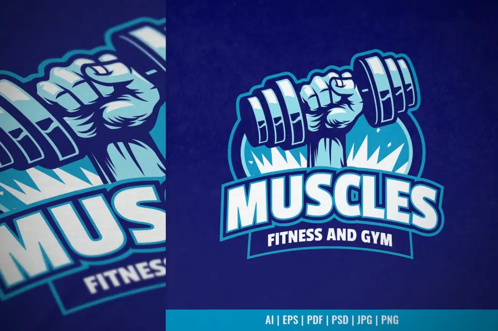 Dumbbell and Hand for Fitness Gym Logo Template