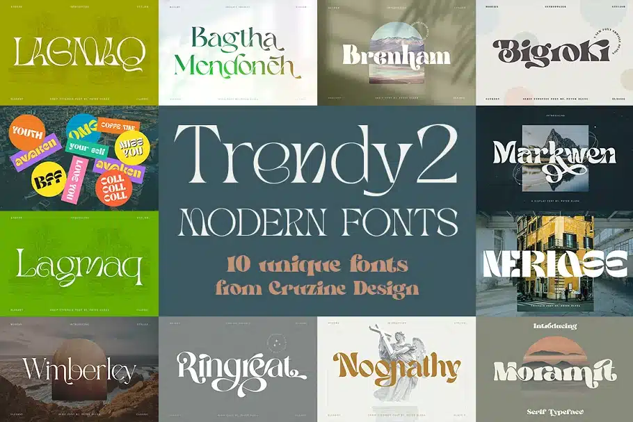 Trendy & Modern Fonts 2 - 10 Sets