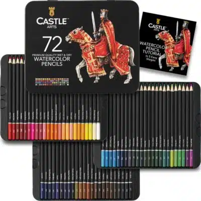 Derwent Inktense Pencils 48 Wooden Box, Set of 48, Premium 4mm Round Core,  Firm, Watersoluble, Ideal for Watercolor, Drawing, Coloring and Painting on