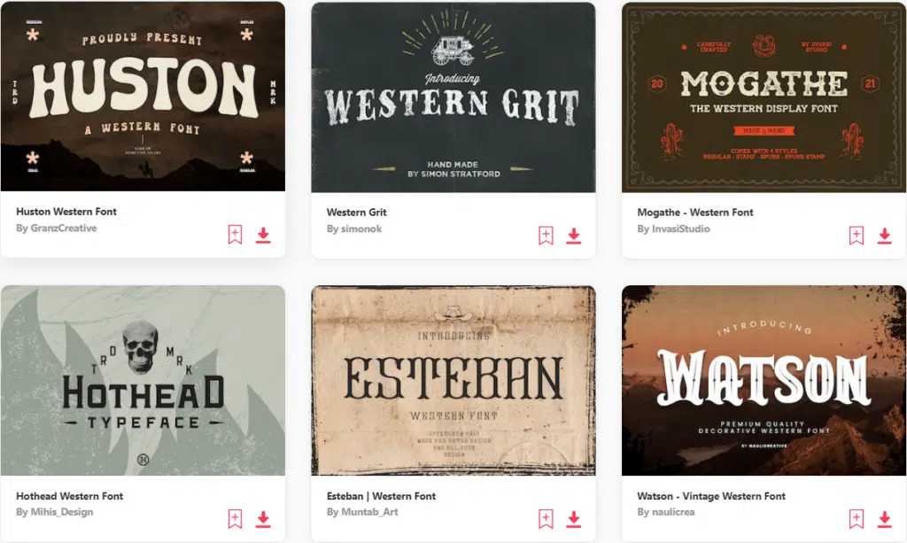 Best Western Fonts. Image Credits: Envato