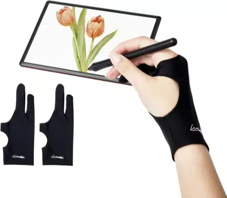 Artist Glove for Graphic Tablet, Pack of 2 Free Size Nylon Gloves for  Drawing Purple Large