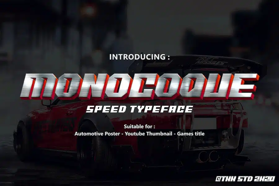 Monocoque. A cars related typeface for multiple uses