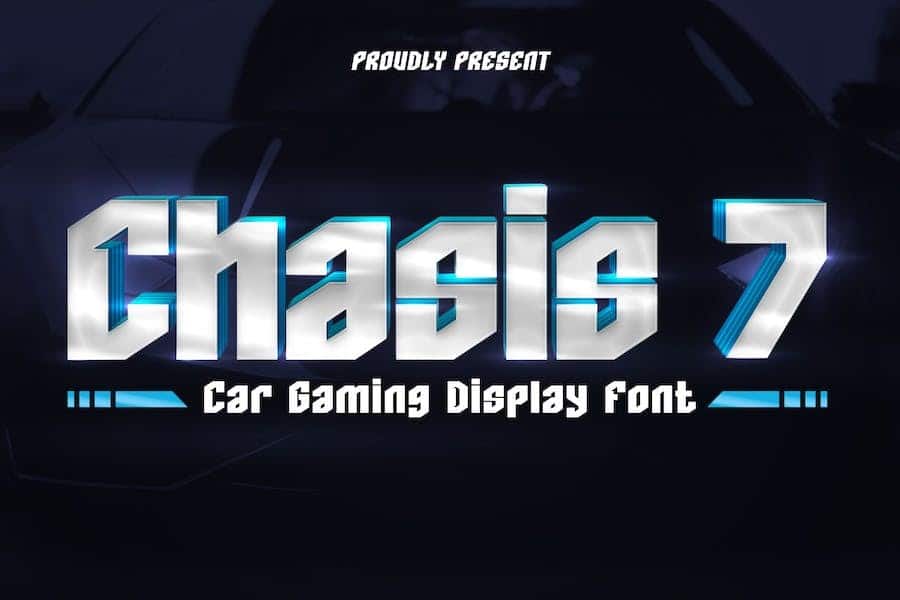 Chasis7. A car gaming display font with stylish looks