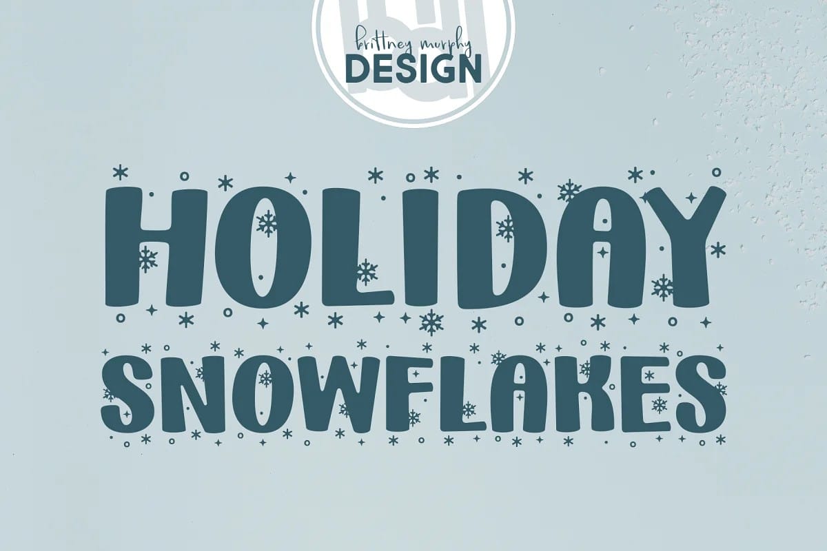 A snowflakes font with unique colors used