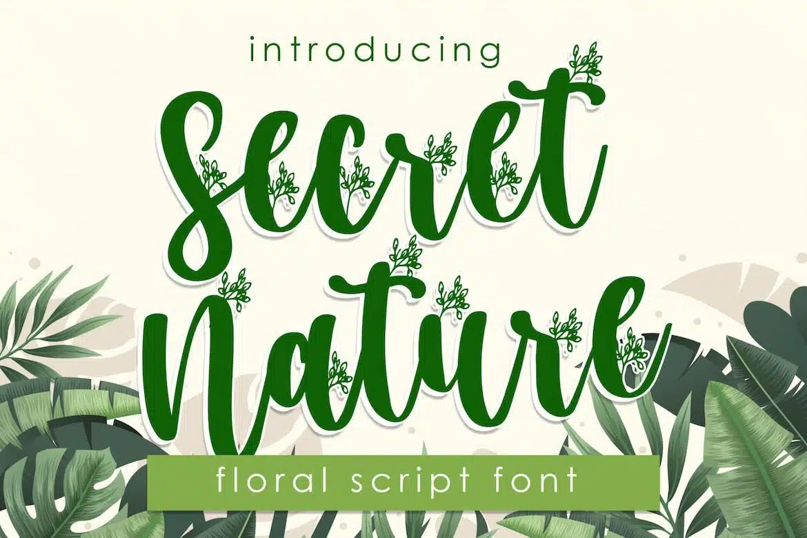 A floral script leaf font