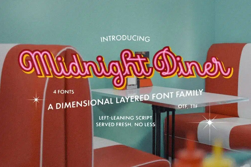 A dimensional layered Diner Font