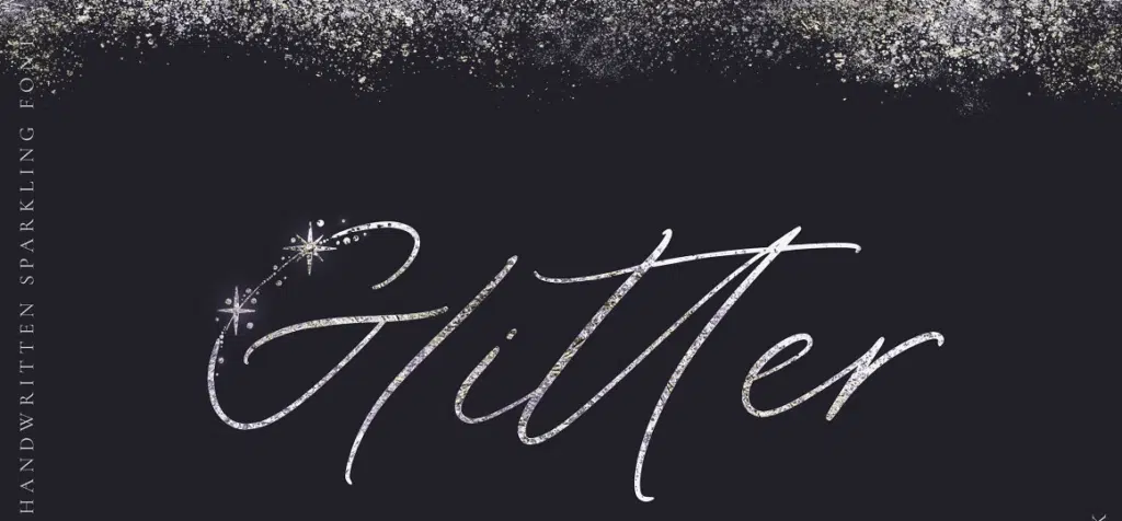Glitter. Festive font with sparks