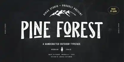 A handcrafted outdoor Hunting Font