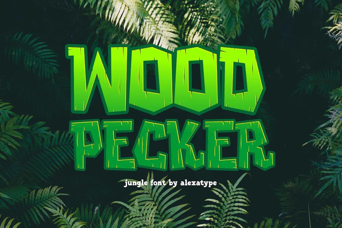 A woodpecker Jungle Font